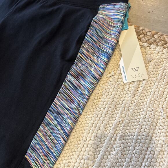 NWT Lane Bryant LIVI Black Multicolor Stripe Signature Stretch Legging Sz 18 20 - Picture 2 of 9